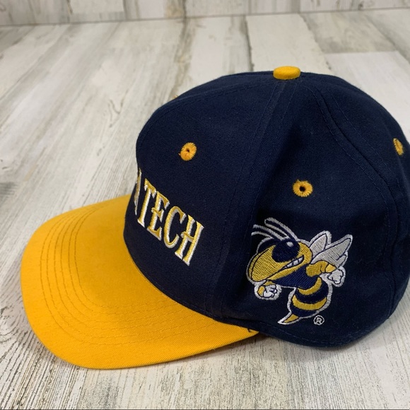 Georgia Tech Yellowjackets Fitted Two Tone Hat Cap Buzz. Duel Embroidered. - Picture 2 of 8